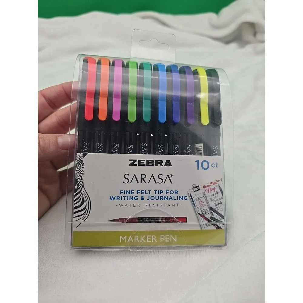 Zebra 10 Marker Set; Sarasa Fineliner Porous Point Pens, 0.8mm Tips Asst. Colors